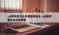 sql数据库怎么查看服务器名_sql服务器名称在哪里看