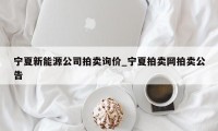 宁夏新能源公司拍卖询价_宁夏拍卖网拍卖公告