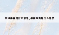 磨砂黑客是什么意思_黑客攻击是什么意思