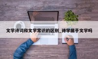 文学诗词和文学常识的区别_诗学属于文学吗