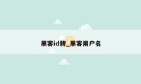 黑客id牌_黑客用户名