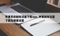 苹果系统解除流量下载app_苹果解除流量下载在哪里设置