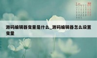 源码编辑器变量是什么_源码编辑器怎么设置变量