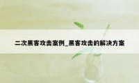 二次黑客攻击案例_黑客攻击的解决方案