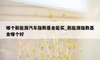 哪个新能源汽车指数基金能买_新能源指数基金哪个好