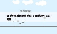 app管理后台配置地址_app管理中心在哪里