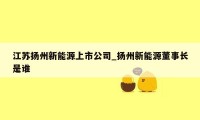 江苏扬州新能源上市公司_扬州新能源董事长是谁