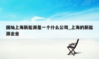 国灿上海新能源是一个什么公司_上海的新能源企业