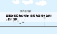 云服务器没有公网ip_云服务器没有公网ip怎么访问