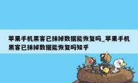 苹果手机黑客已抹掉数据能恢复吗_苹果手机黑客已抹掉数据能恢复吗知乎