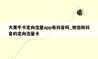 大黑牛卡定向流量app有抖音吗_微信和抖音的定向流量卡