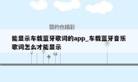 能显示车载蓝牙歌词的app_车载蓝牙音乐歌词怎么才能显示