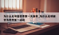 为什么足球是世界第一大体育_为什么足球被誉为世界第一运动