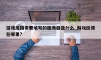 游戏反馈需要填写的服务器是什么_游戏反馈在哪里?