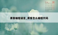 黑客编程语言_黑客怎么编程代码