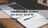 iis服务器500错误_IIS Windows Server  Error 500