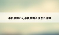 手机黑客ios_手机黑客入侵怎么清理