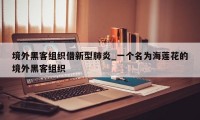 境外黑客组织借新型肺炎_一个名为海莲花的境外黑客组织