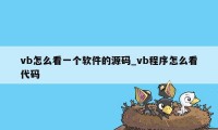 vb怎么看一个软件的源码_vb程序怎么看代码