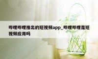 哔哩哔哩推出的短视频app_哔哩哔哩是短视频应用吗