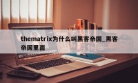 thematrix为什么叫黑客帝国_黑客帝国里面