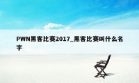 PWN黑客比赛2017_黑客比赛叫什么名字