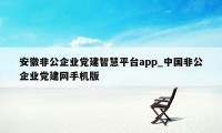 安徽非公企业党建智慧平台app_中国非公企业党建网手机版