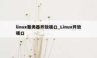 linux服务器开放端口_Linux开放端口