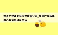 东莞广安新能源汽车有限公司_东莞广安新能源汽车有限公司电话