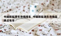 中国新能源车市场排名_中国新能源车市场品牌占有率