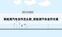 新能源汽车合作怎么做_新能源汽车合作方案