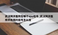 武汉同济医院在哪个app挂号_武汉同济医院手机预约挂号怎么挂