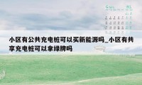 小区有公共充电桩可以买新能源吗_小区有共享充电桩可以拿绿牌吗