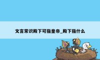 文言常识殿下可指皇帝_殿下指什么